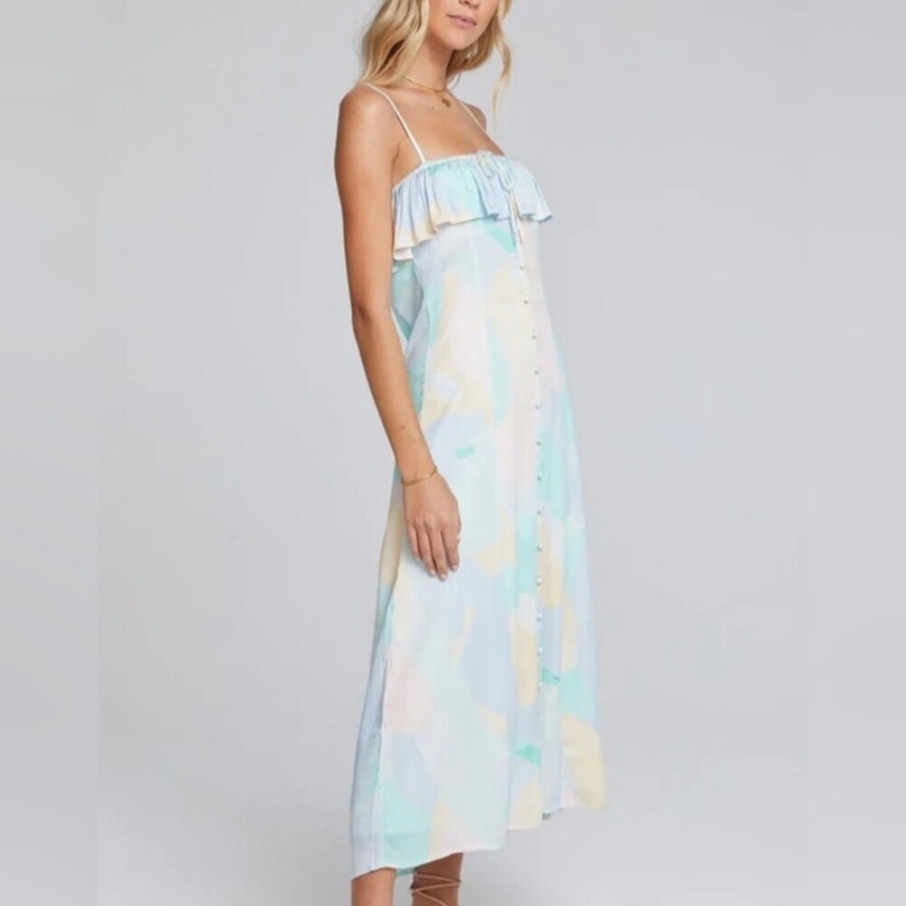 saltwater LUXE Pastel Watercolor Ruffle Maxi Dress